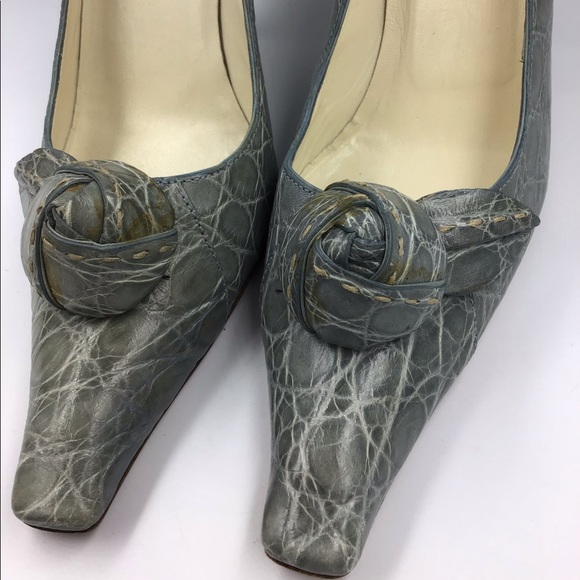 NEW PRADA Vintage Grey Crocodile Pumps 39 9 Heels Shoes Alligator Authentic - Picture 3 of 6